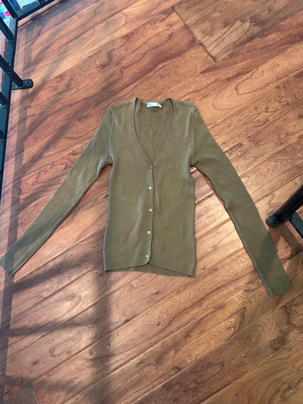 Paule Ka 100% Mercerized Cotton Brown Knit Cardigan Sweater